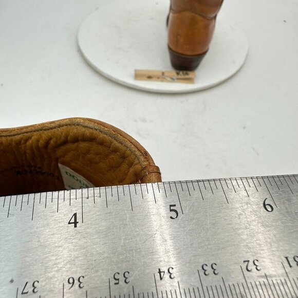 Double-H Women Size 7B Brown Tan Leather Pull On Low Heel Western Cowboy Boot - Picture 11 of 14